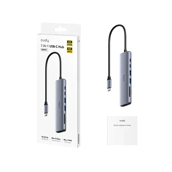 CUDY UH407 7-In-1 HDMI SD TF 4K USB-C Hub 2-600×600