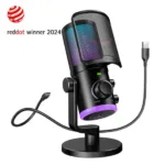 FIFINE AMPLIGAME AM6 CONDENSER MIC WITH GAME/CHAT MIX, NOISE SUPPRESSION, MONITORING, I/O LEVEL & RGB CONTROLS