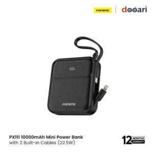 FONENG PX111 10000mAh Mini 22.5W Power Bank with 2 Built-in Cables
