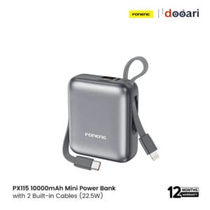 FONENG PX115 10000mAh Mini Power Bank with 2 Built-in Cables (22.5W)
